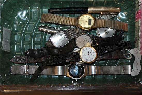 7 various watches & 2 pens